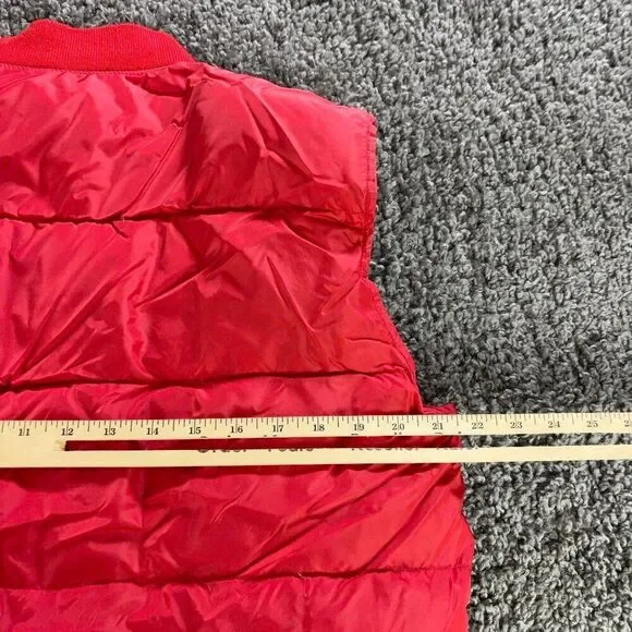 Eddie Bauer Goose Down Puffer Vest Mens Medium Red Lined Nylon Shell Sleeveless - Picture 7 of 8